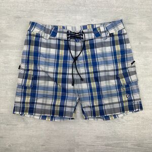 Victorinox Swim Shorts Mens Large Blue Tartan Plaid Swim‎ Trunks Swiss Army